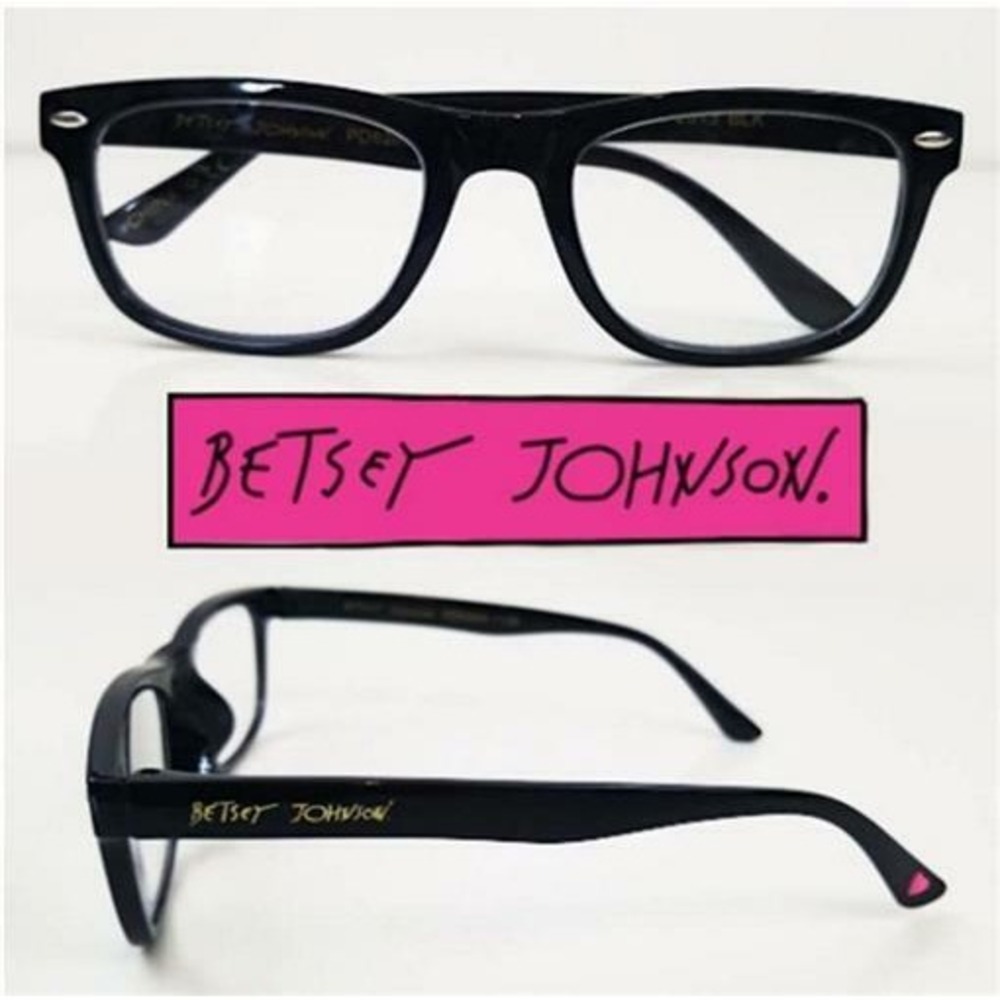 Betsey Johnson Black Frame Reading Nerd Glass Readers 0.0 Blue Light #81694 - Picture 1 of 1